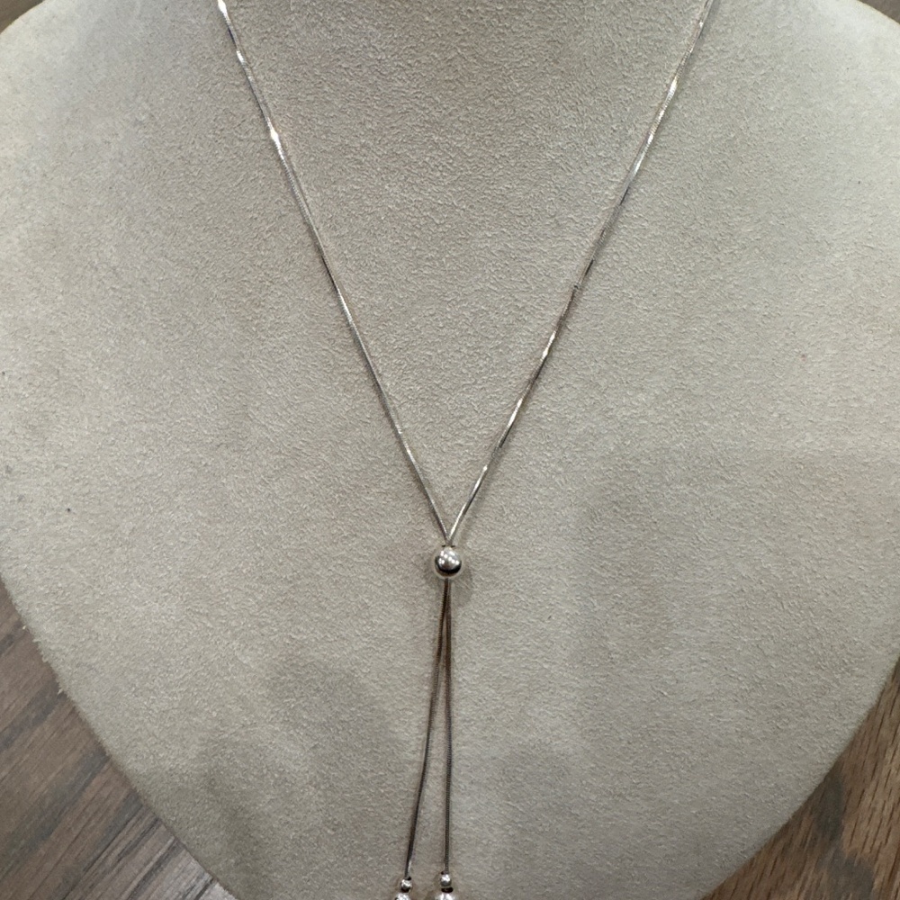 Sterling Silver adjustable dangle necklace.  Made in Italy - Picture 6 of 7